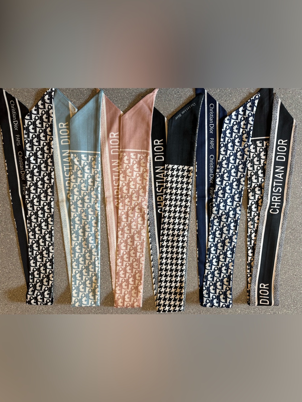 Twilly Scarves in Navy, Black, Pink & Blue
